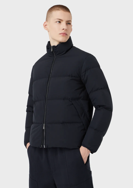 bărbați R802G1363 jachetă puf din nailon matlasat, cu fermoar complet Armani albastru marin