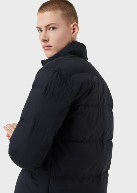 bărbați R802G1363 jachetă puf din nailon matlasat, cu fermoar complet Armani albastru marin