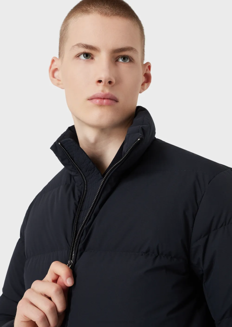 bărbați R802G1363 jachetă puf din nailon matlasat, cu fermoar complet Armani albastru marin