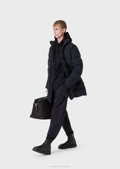 bărbați R802G1366 jachetă pufă supradimensionată, matlasată din nailon, cu fermoar complet Armani