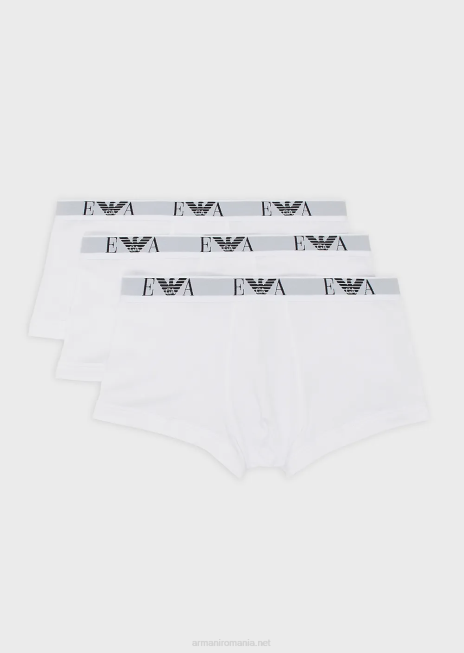 bărbați R802G1753 pachet de trei boxeri cu logo monogramă esențial Armani alb