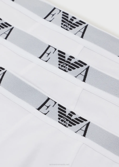 bărbați R802G1753 pachet de trei boxeri cu logo monogramă esențial Armani alb