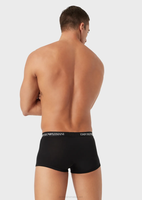 bărbați R802G1756 pachet de trei boxer de bază din bumbac pur Armani albastru marin