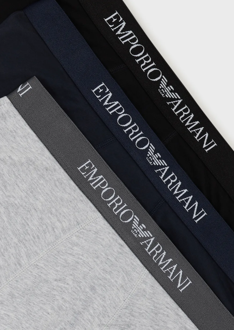 bărbați R802G1756 pachet de trei boxer de bază din bumbac pur Armani albastru marin