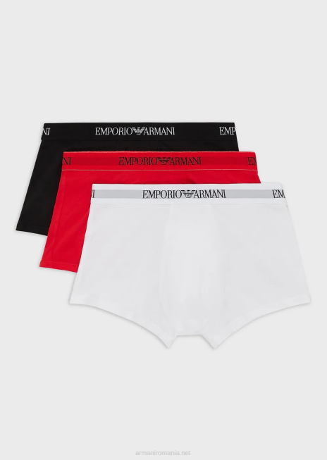bărbați R802G1757 pachet de trei boxer de bază din bumbac pur Armani multicolor