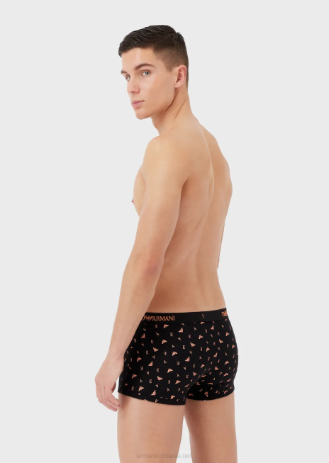bărbați R802G1762 pachet de trei boxer din bumbac pur Armani negru