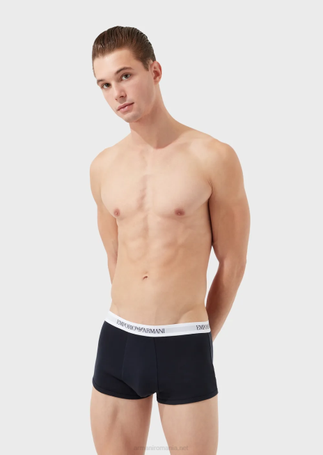 bărbați R802G1763 pachet de trei boxer din bumbac pur Armani albastru