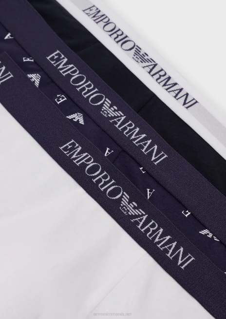 bărbați R802G1763 pachet de trei boxer din bumbac pur Armani albastru