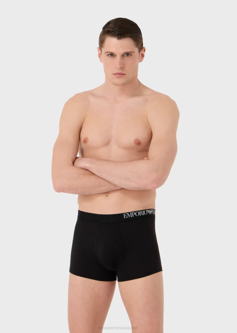 bărbați R802G1764 Pachet de trei boxer din fibre reciclate la atingere moale Armani negru