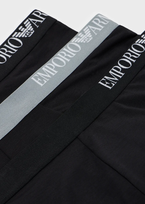 bărbați R802G1764 Pachet de trei boxer din fibre reciclate la atingere moale Armani negru