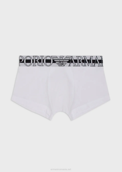 bărbați R802G1771 Boxer din bumbac organic cu megalogo Armani alb