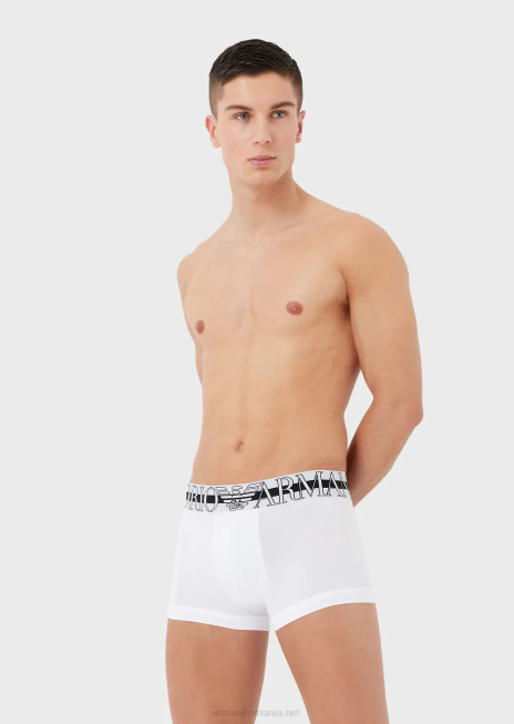 bărbați R802G1771 Boxer din bumbac organic cu megalogo Armani alb