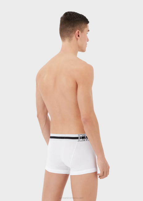 bărbați R802G1771 Boxer din bumbac organic cu megalogo Armani alb