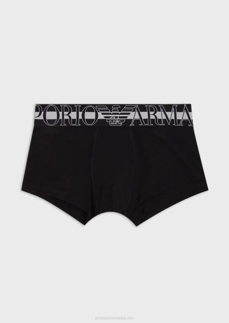 bărbați R802G1772 Boxer din bumbac organic cu megalogo Armani negru