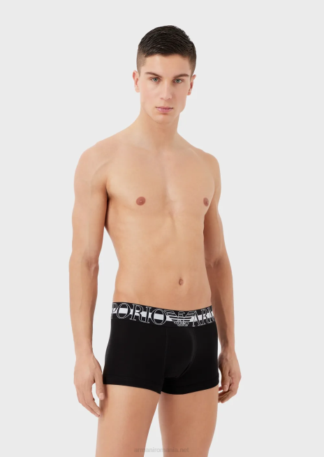 bărbați R802G1772 Boxer din bumbac organic cu megalogo Armani negru