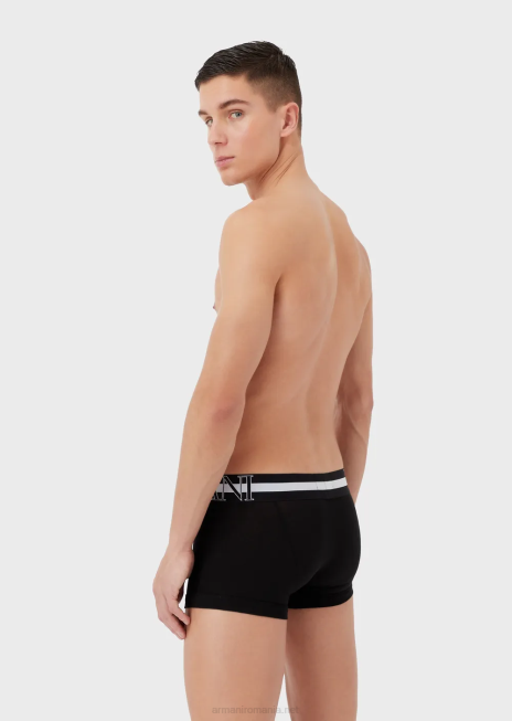 bărbați R802G1772 Boxer din bumbac organic cu megalogo Armani negru