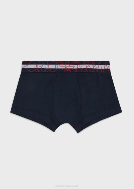 bărbați R802G1773 Boxer din bumbac organic cu megalogo Armani albastru marin