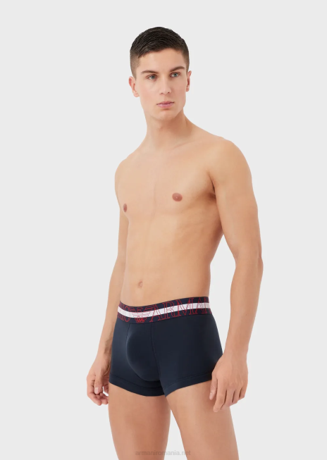 bărbați R802G1773 Boxer din bumbac organic cu megalogo Armani albastru marin
