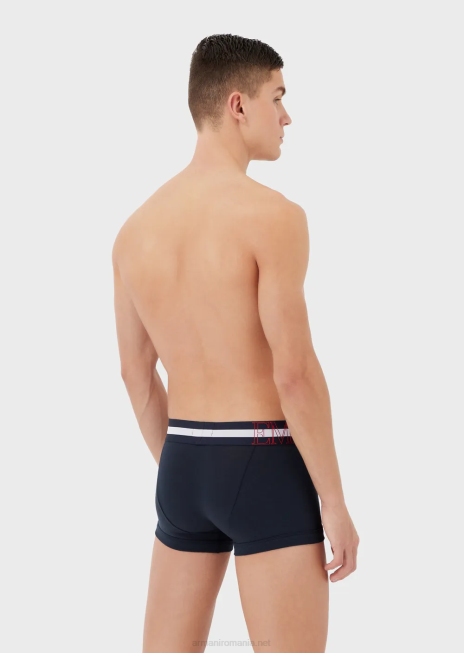 bărbați R802G1773 Boxer din bumbac organic cu megalogo Armani albastru marin