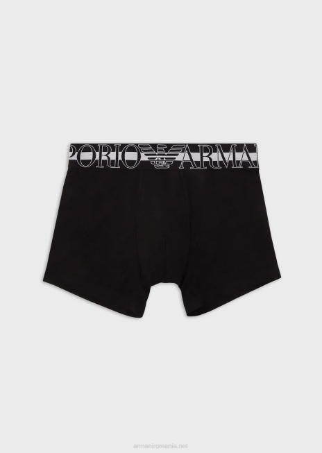 bărbați R802G1775 Boxer din bumbac organic cu megalogo Armani negru