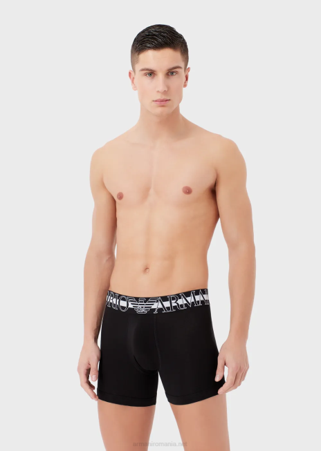bărbați R802G1775 Boxer din bumbac organic cu megalogo Armani negru