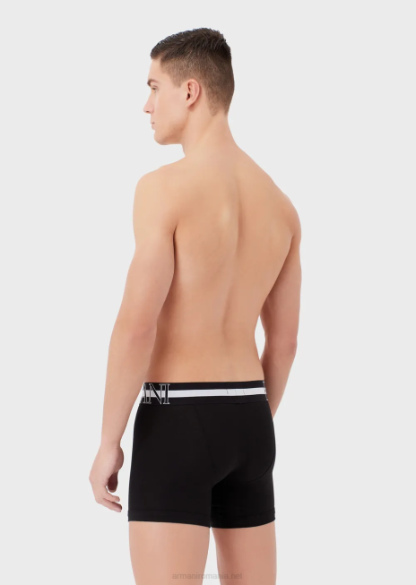bărbați R802G1775 Boxer din bumbac organic cu megalogo Armani negru