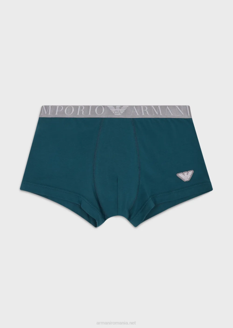 bărbați R802G1781 Boxer din bumbac organic cu talie cu logo lucios Armani petrol