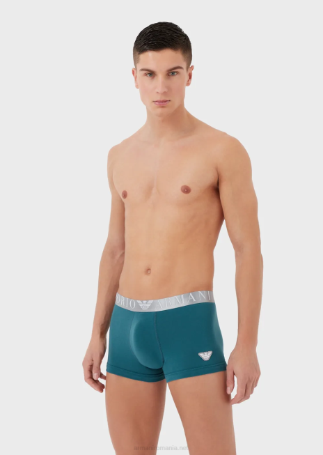 bărbați R802G1781 Boxer din bumbac organic cu talie cu logo lucios Armani petrol