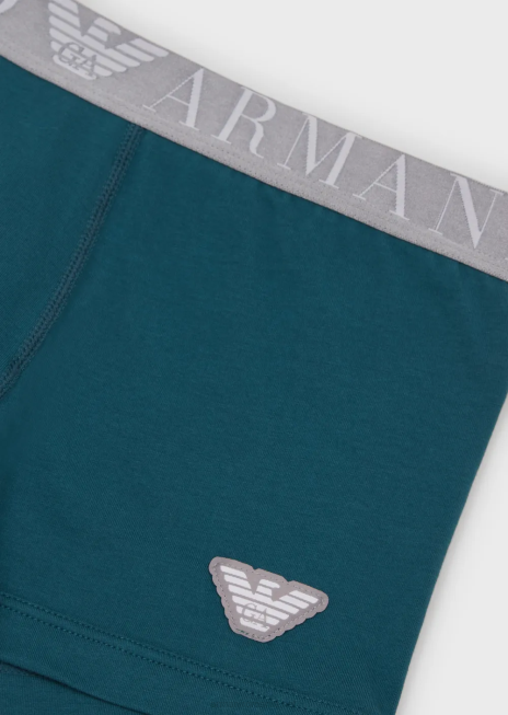 bărbați R802G1781 Boxer din bumbac organic cu talie cu logo lucios Armani petrol