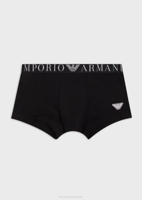 bărbați R802G1782 Boxer din bumbac organic cu talie cu logo lucios Armani negru