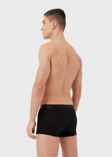 bărbați R802G1782 Boxer din bumbac organic cu talie cu logo lucios Armani negru