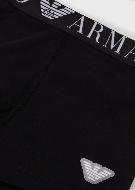 bărbați R802G1782 Boxer din bumbac organic cu talie cu logo lucios Armani negru