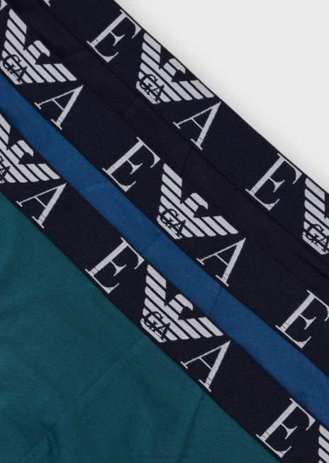 bărbați R802G1785 pachet de trei slip cu talie cu logo monogram îndrăzneț Armani albastru