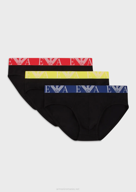 bărbați R802G1786 pachet de trei slip cu talie cu logo monogram îndrăzneț Armani negru