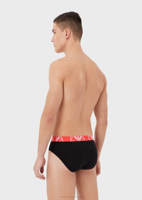 bărbați R802G1786 pachet de trei slip cu talie cu logo monogram îndrăzneț Armani negru