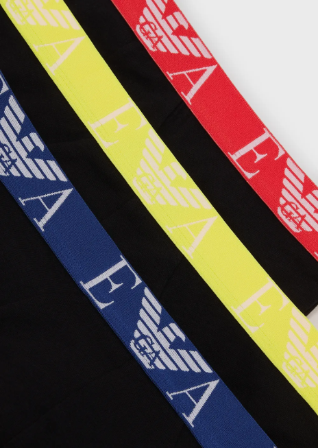 bărbați R802G1786 pachet de trei slip cu talie cu logo monogram îndrăzneț Armani negru