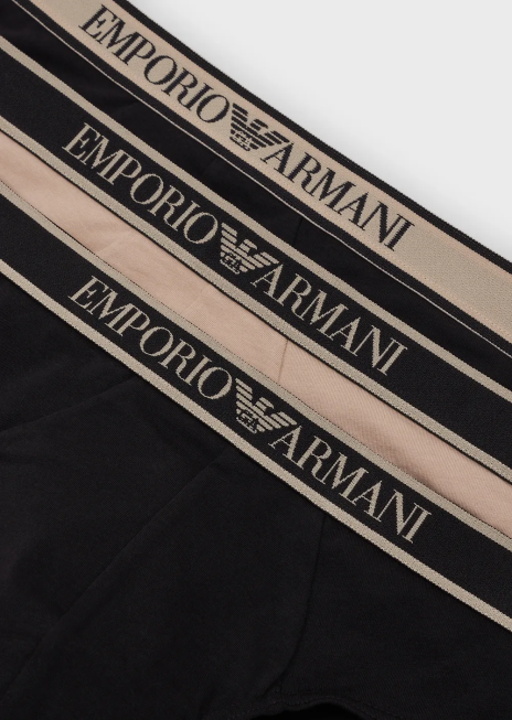 bărbați R802G1787 pachet de trei slip cu talie cu logo-ul de bază Armani negru