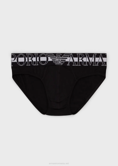 bărbați R802G1792 slip din bumbac organic megalogo Armani negru
