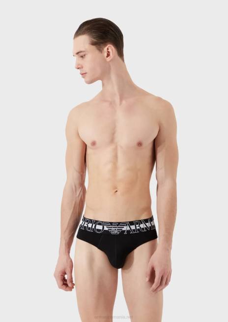 bărbați R802G1792 slip din bumbac organic megalogo Armani negru