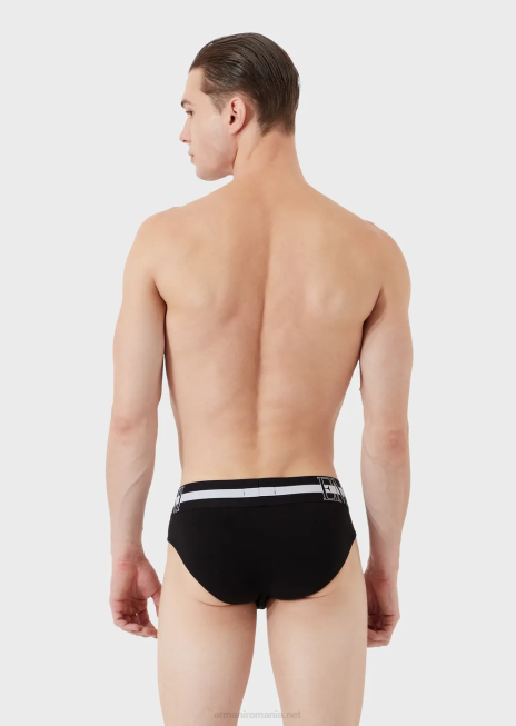 bărbați R802G1792 slip din bumbac organic megalogo Armani negru