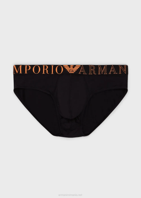 bărbați R802G1793 slip din microfibră cu talie cu logo Armani negru