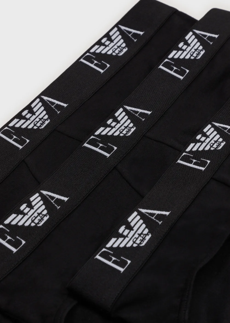 bărbați R802G1798 pachet de trei slip cu logo monogramă esențial Armani negru