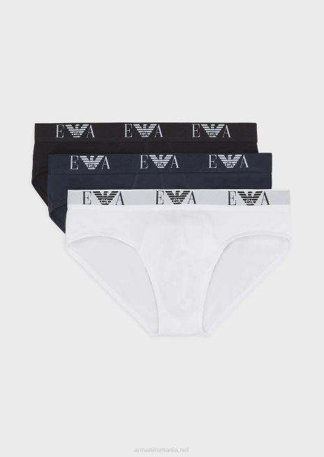 bărbați R802G1799 pachet de trei slip cu logo monogramă esențial Armani multicolor