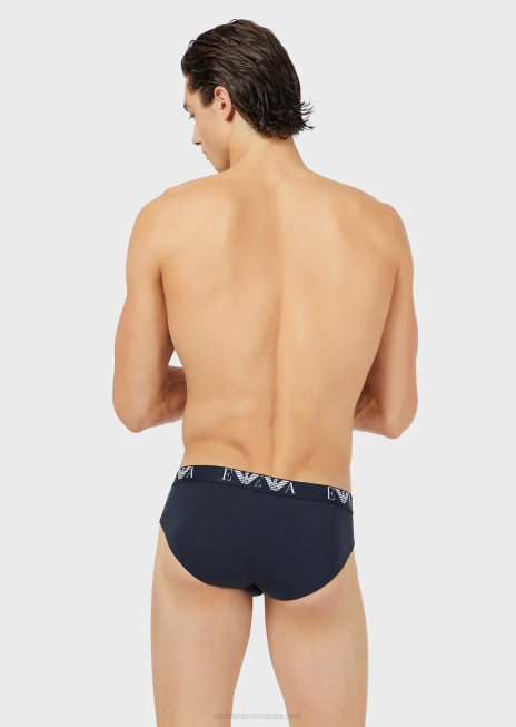 bărbați R802G1799 pachet de trei slip cu logo monogramă esențial Armani multicolor