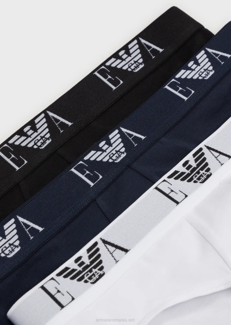 bărbați R802G1799 pachet de trei slip cu logo monogramă esențial Armani multicolor