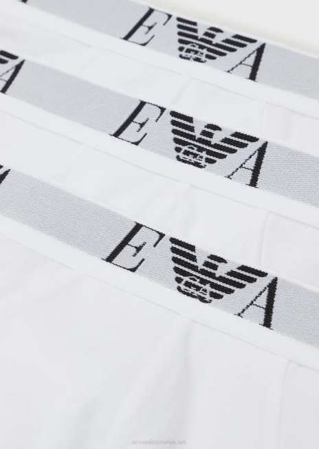 bărbați R802G1800 pachet de trei slip cu logo monogramă esențial Armani alb
