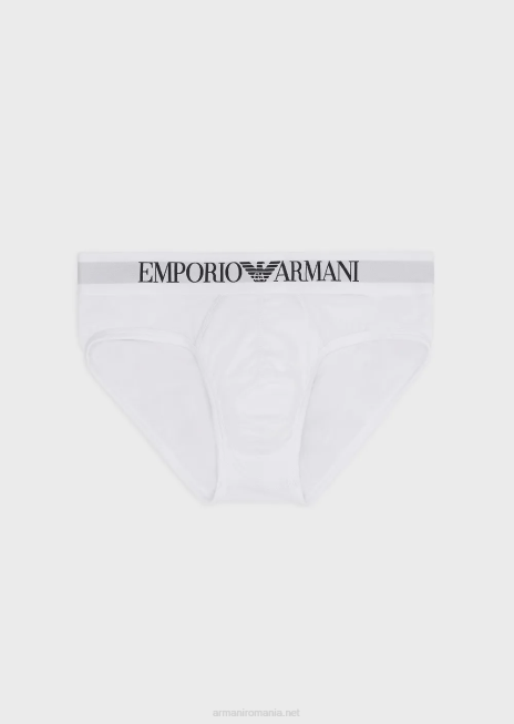 bărbați R802G1801 slip de bază cu talie cu logo Armani alb