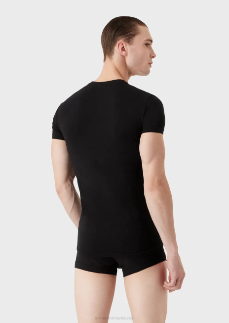 bărbați R802G1803 Set de tricou și boxer din bumbac organic cu megalogo Armani negru