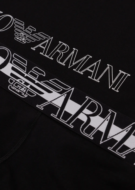 bărbați R802G1803 Set de tricou și boxer din bumbac organic cu megalogo Armani negru