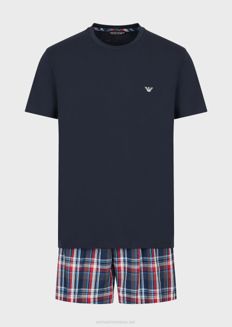 bărbați R802G1805 pijamale boxer cu model jacquard Armani blu navy